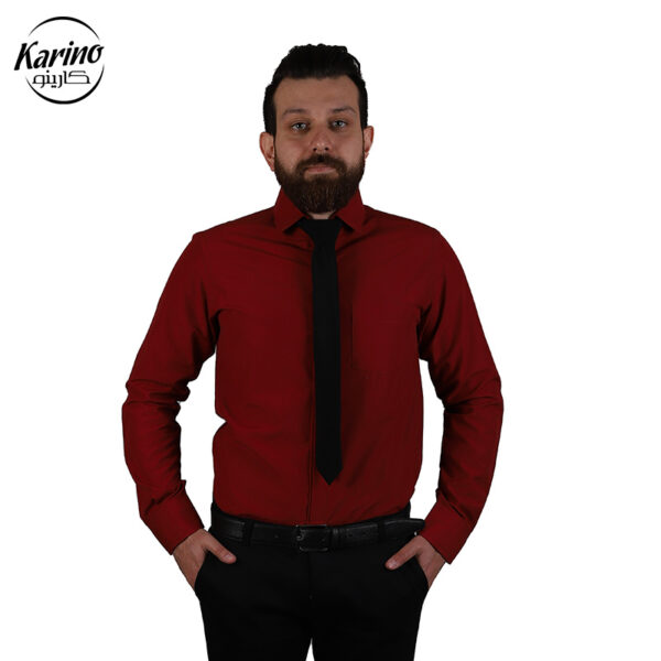 لباس سالن کار رنگ قرمز مشکی + کراوات (3)