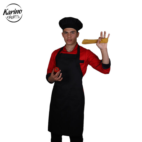 لباس سرآشپز ست قرمز مشکی + پیش بند (2)