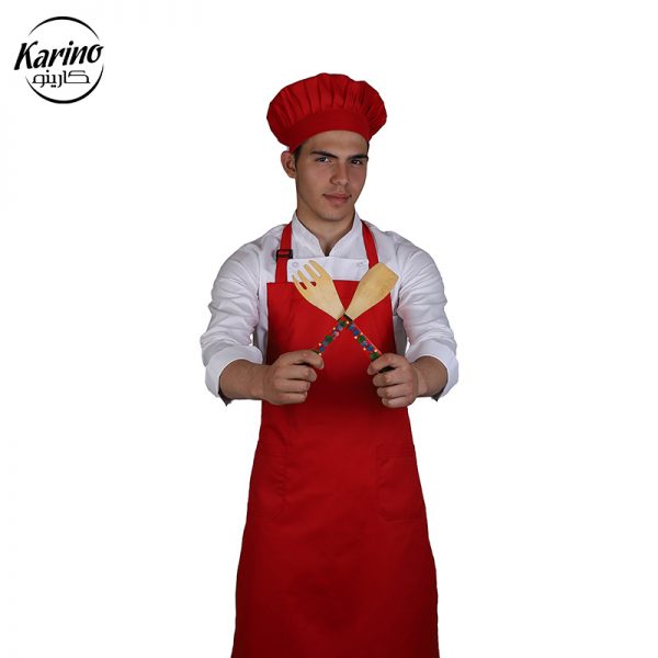 لباس سرآشپز مردانه سفید قرمز (3)