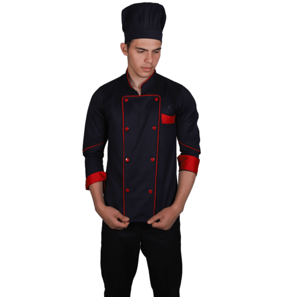 لباس سرآشپز ست سرمه‌ای قرمز