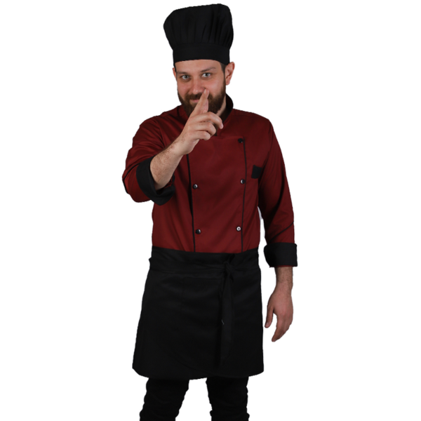 لباس سرآشپز ست زرشکی مشکی