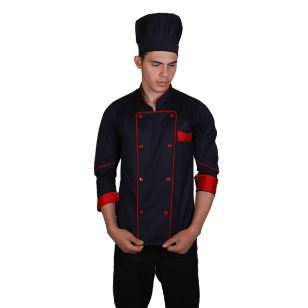 لباس سرآشپز ست سرمه‌ای قرمز