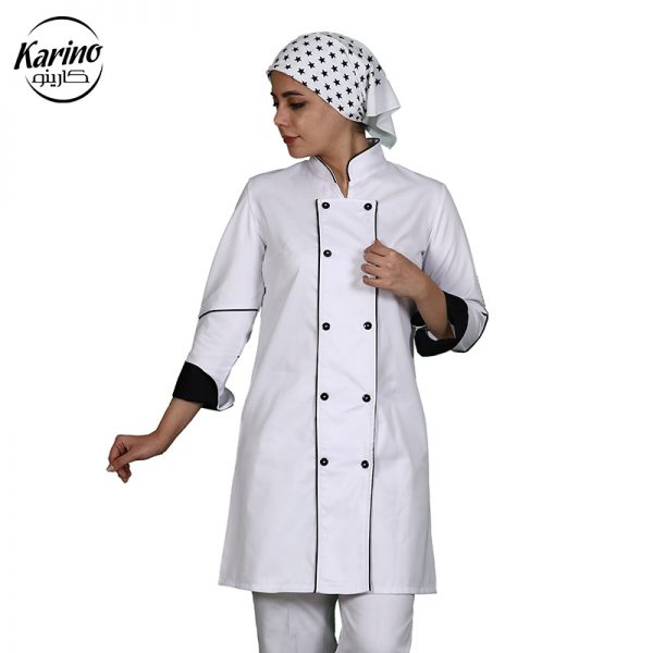 لباس فرم سرآشپز بانوان رنگ سفید مشکی (2)