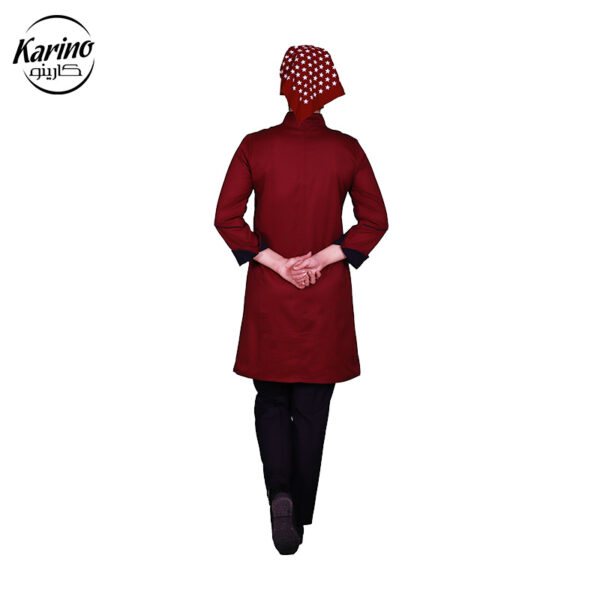 روپوش سرآشپز زنانه کارینو رنگ زرشکی مشکی (5)