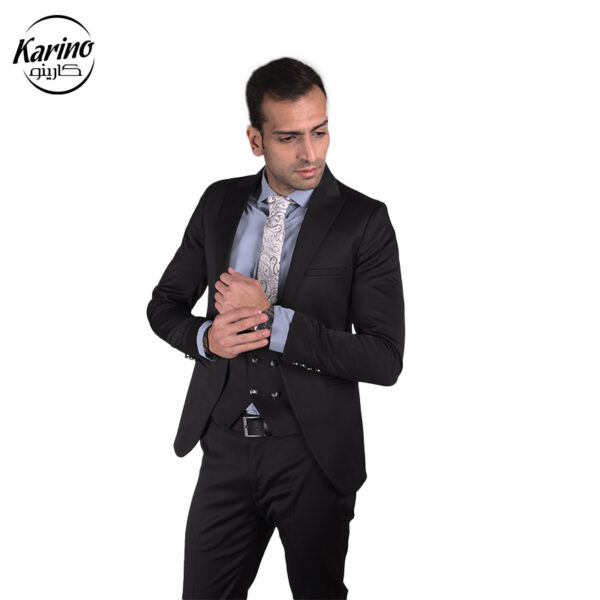 ست لباس سالن کار مردانه رنگ مشکی طوسی (2)