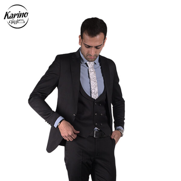 ست لباس سالن کار مردانه رنگ مشکی طوسی (3)