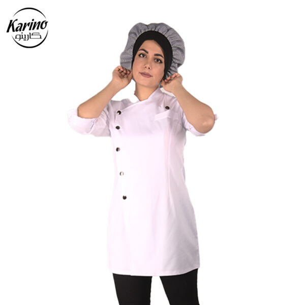 ست لباس سرآشپز زنانه رنگ سفید مشکی (2)