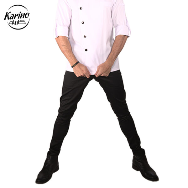 ست لباس سرآشپز مردانه رنگ سفید و مشکی (3)