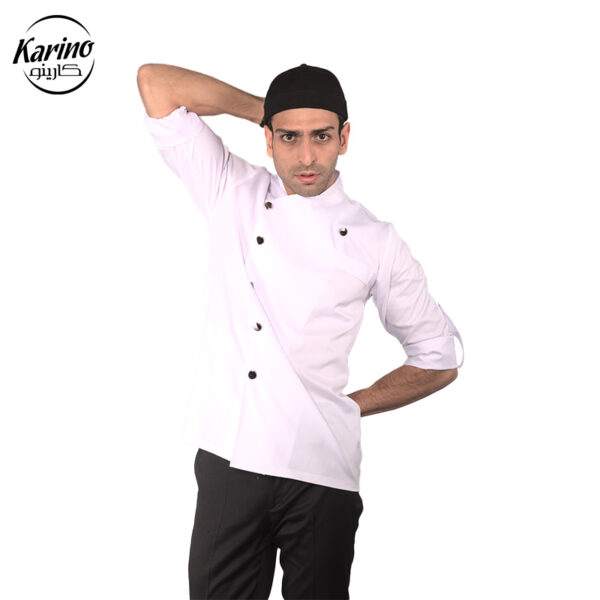 ست لباس سرآشپز مردانه رنگ سفید و مشکی (4)