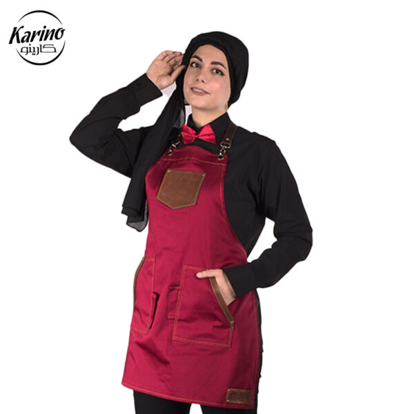 لباس باریستا زنانه رنگ زرشکی مشکی (3)