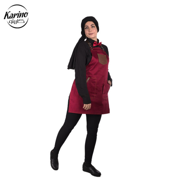 لباس باریستا زنانه رنگ زرشکی مشکی