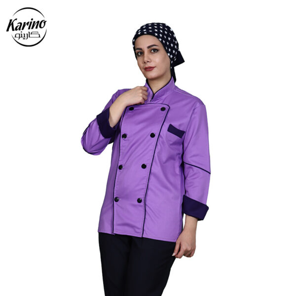 لباس سرآشپز زنانه کارینو رنگ بنفش (2)