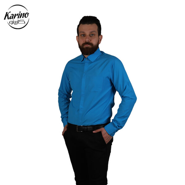 لباس سالن کار رنگ آبی روشن و مشکی (2)