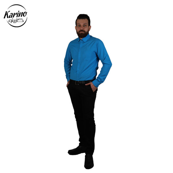 لباس سالن کار رنگ آبی روشن و مشکی