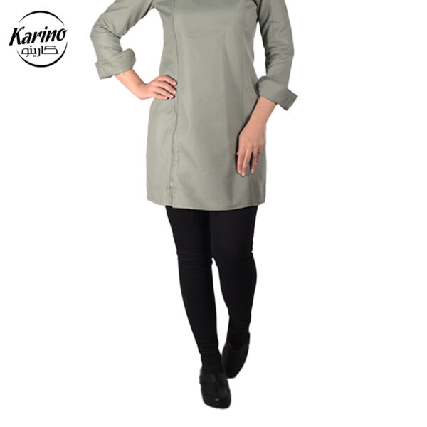 لباس سرآشپز زنانه کارینو رنگ سبز مشکی (3)
