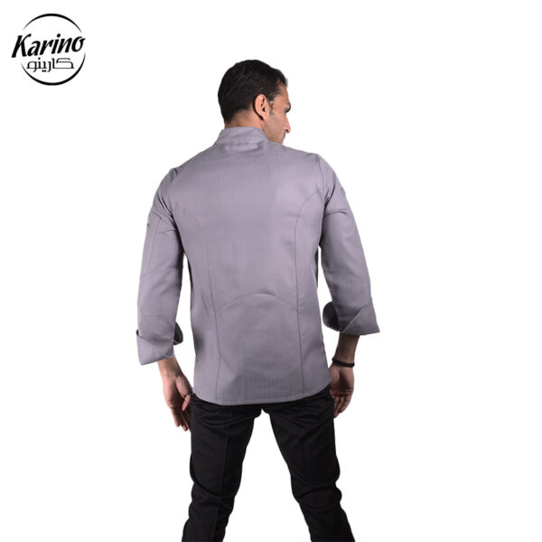 لباس سرآشپز مردانه ست طوسی و مشکی (2)