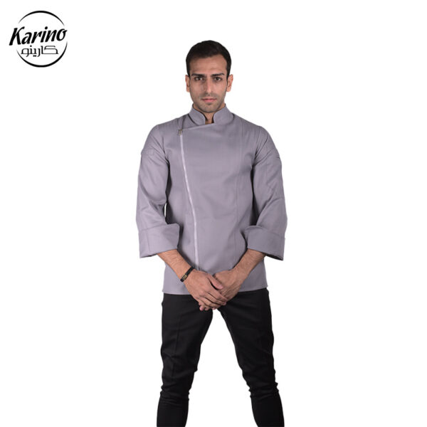 لباس سرآشپز مردانه ست طوسی و مشکی