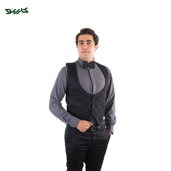 لباس سالن کار مردانه رنگ مشکی و طوسی + ژیله