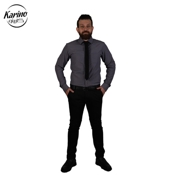 لباس سالن کار رنگ طوسی مشکی + کراوات
