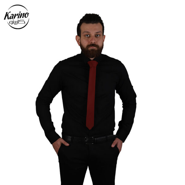 لباس سالن کار رنگ مشکی + کراوات زرشکی (2)