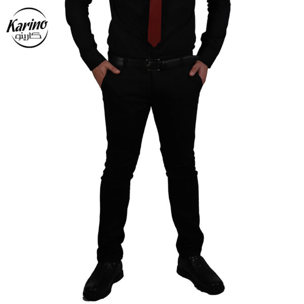 لباس سالن کار رنگ مشکی + کراوات زرشکی (3)