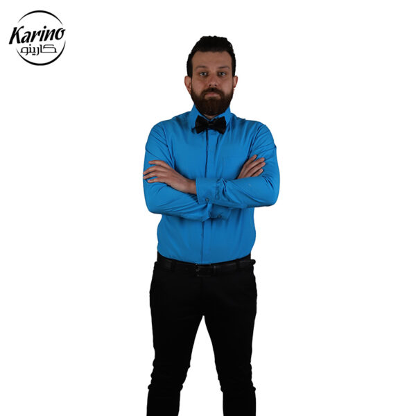 لباس سالن کار ست مشکی آبی + پاپیون (2)