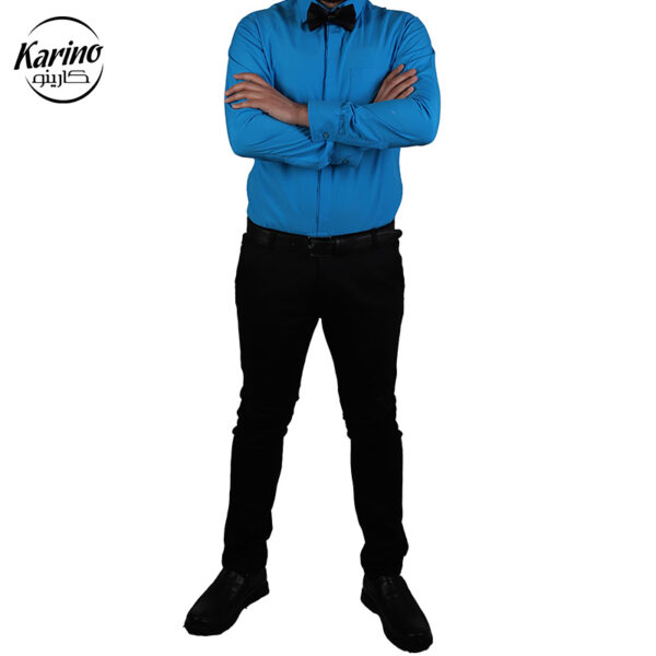 لباس سالن کار ست مشکی آبی + پاپیون (3)