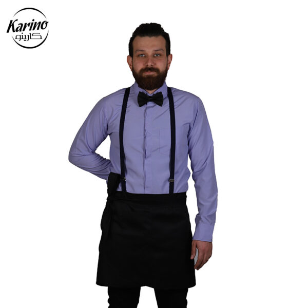 لباس سالن کار ست مشکی یاسی + پیشبند (2)