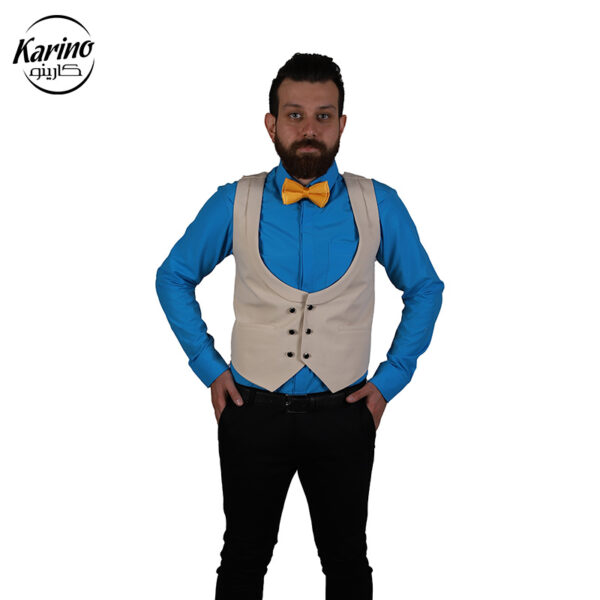 لباس سالن کار مردانه آبی و مشکی + پاپیون و ژیله (2)