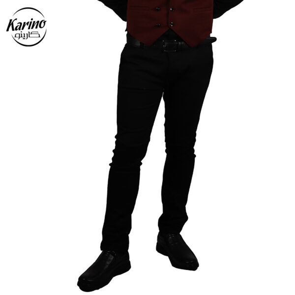 لباس سالن کار مردانه رنگ زرشکی مشکی + ژیله و کراوات (2)