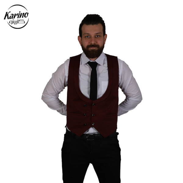 لباس سالن کار مردانه رنگ سفید مشکی + ژیله و کراوات