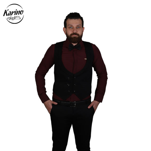 لباس سالن کار مردانه رنگ مشکی و زرشکی (2)