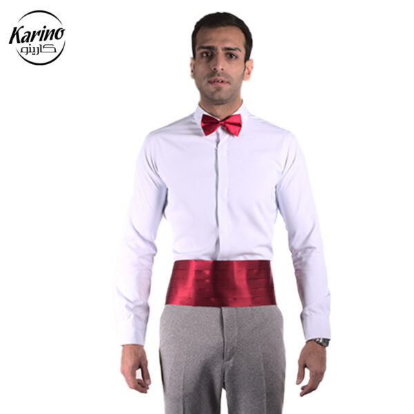 لباس ویتر مردانه طوسی + شال کمر و پاپیون - Image 3