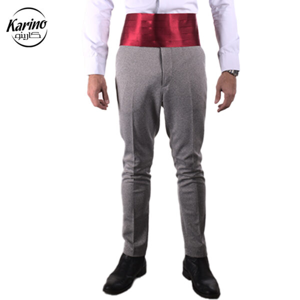 لباس ویتر مردانه طوسی + شال کمر و پاپیون - Image 2