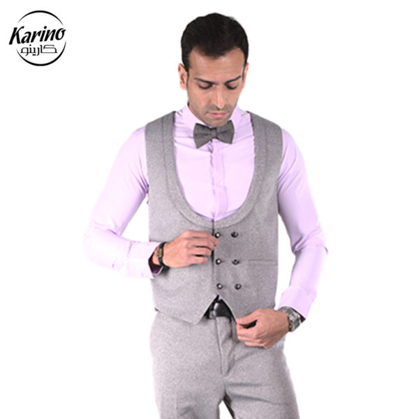لباس فرم رستوران مردانه طوسی + پاپیون و ژیله (2)