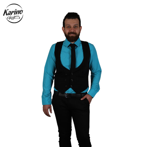 لباس فرم سالن کار مردانه ست آبی مشکی (2)