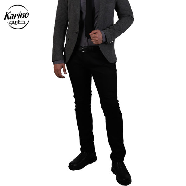 کت و شلوار مردانه رنگ مشکی طوسی + کراوات (2)