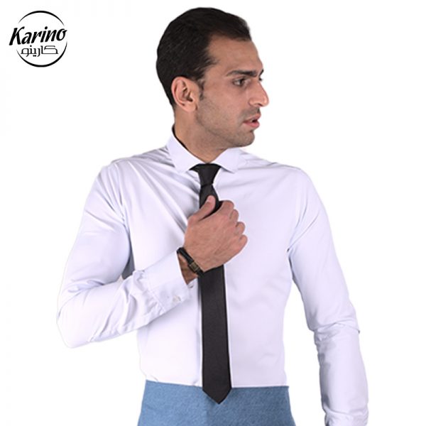 لباس باریستا رنگ سفید مشکی + پیش بند آبی