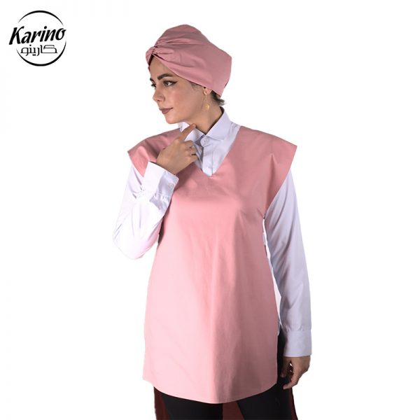 لباس باریستا زنانه رنگ صورتی سفید (2)