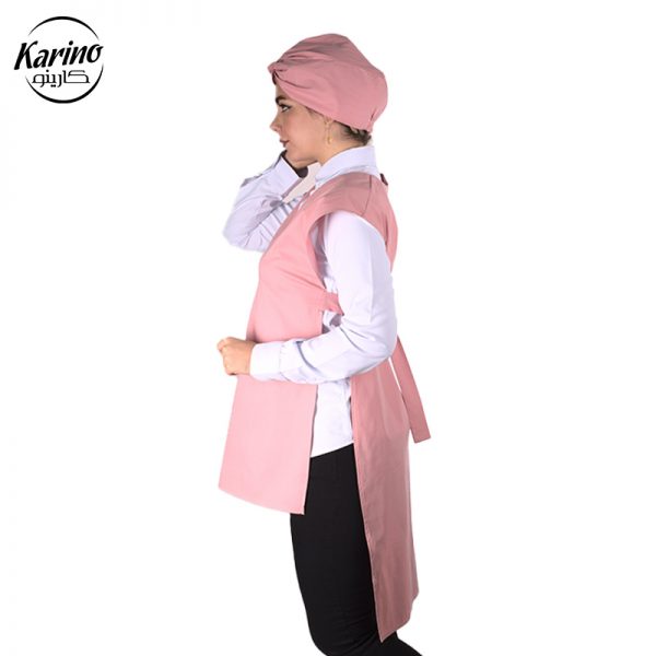 لباس باریستا زنانه رنگ صورتی سفید (3)