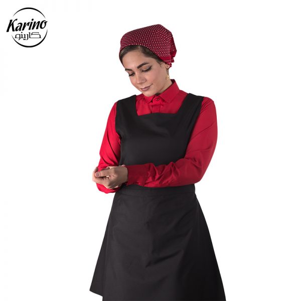 لباس باریستا زنانه رنگ قرمز مشکی (3)