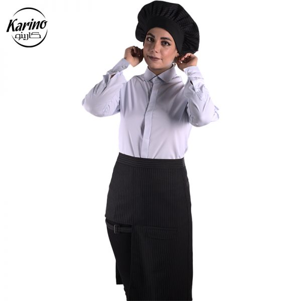 لباس سرآشپز زنانه سفید مشکی + پیشبند بیسموت - Image 3