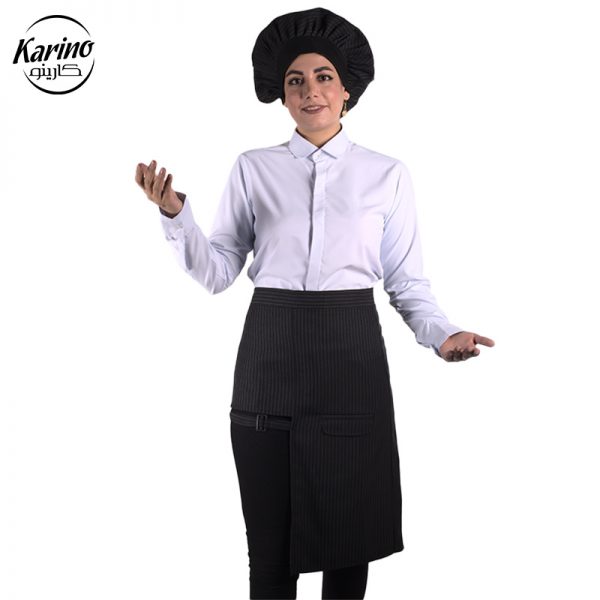 لباس سرآشپز زنانه سفید مشکی + پیشبند بیسموت - Image 2