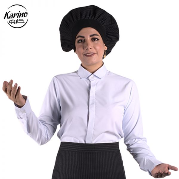 لباس سرآشپز زنانه سفید مشکی + پیشبند بیسموت - Image 4