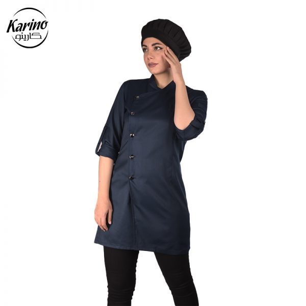 لباس سرآشپز زنانه سورمه‌ای مشکی طرح گارنت (2)