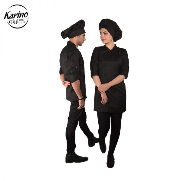 لباس سرآشپز زنانه مشکی طرح گارنت (1)