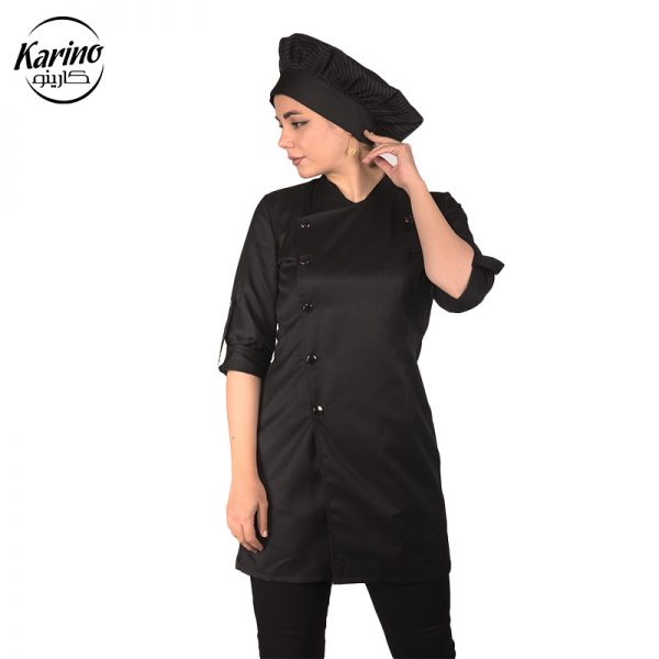 لباس سرآشپز زنانه مشکی طرح گارنت (2)