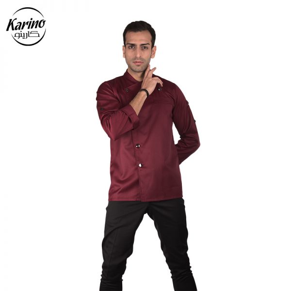 لباس سرآشپز مردانه زرشکی مشکی طرح گارنت (3)