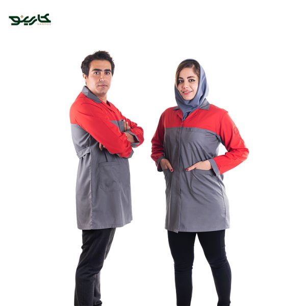 روپوش کارگاهی طوسی قرمز
