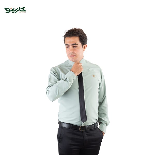 لباس سالن کار رنگ سبز مشکی + کراوات